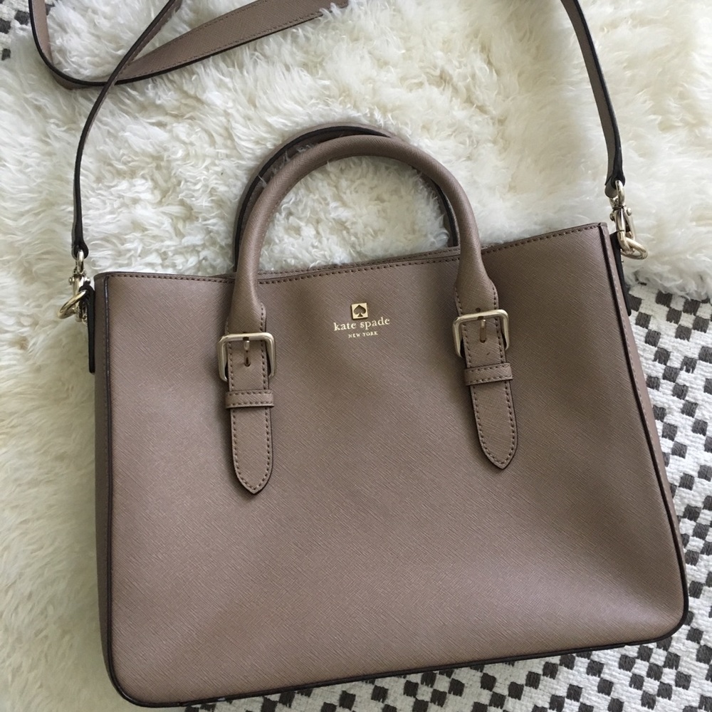 Kate Spade Taupe Handbag with Crossbody Strap